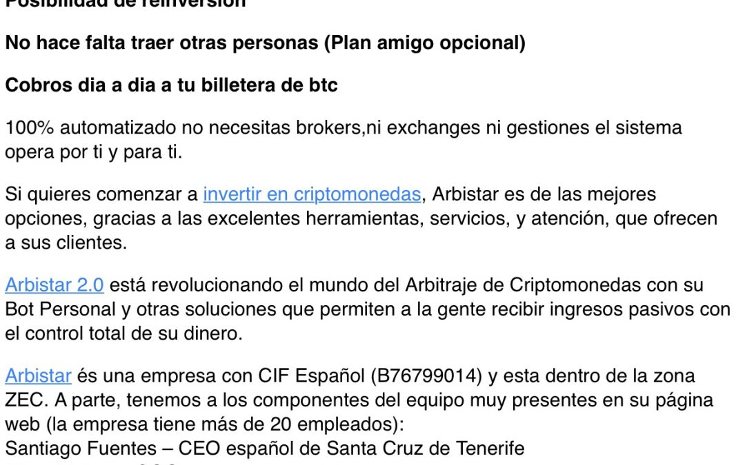 Captación de clientes de Arbistasr 2.0.