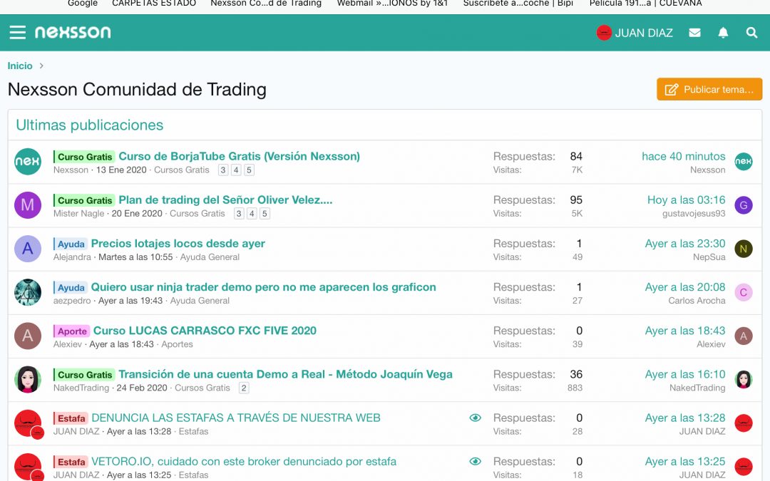www.nexsson.com, una web sana y legal donde se habla de trading, estrategias, estafas y mucho más.