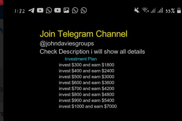 Otro estafador más: usa el canal de telegram @johndaviesgroups y @jonhdaviestrading2